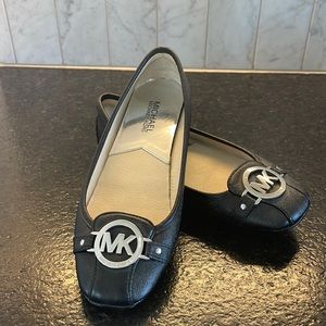 Michael Kors Fulton Black Leather Ballet Flats SZ 7 1/2